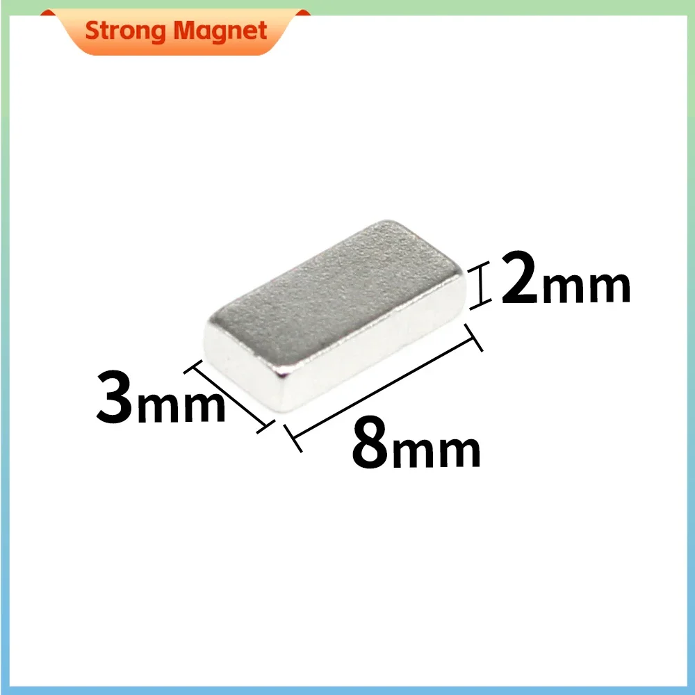 20/50/100/200/500/1000PCS 8x3x2 Powerful Magnets Block Magnets N35 Neodymium 8mmx3mmx2mm Sheet Quadrate Rare Earth 8*3*2 mm
20/50/100/200/500/1000PCS 8x3x2 Powerful Magnets Block Magnets N35 Neodymium 8mmx3mmx2mm Sheet Quadrate Rare Earth 8*3*2 mm