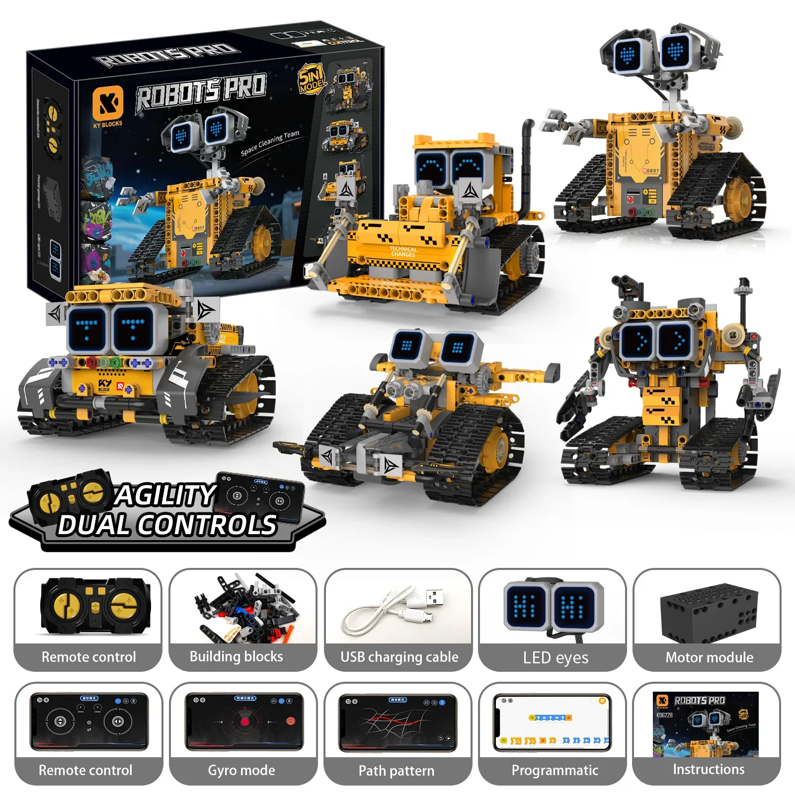 MOC 373PCS 5 in 1 Creative Electric RC Robot Model Snowmobile DIY Building Blocks Bulldozer Children's Puzzle Toys Birthday Gift
MOC 373PCS 5 in 1 Creative Electric RC Robot Model Snowmobile DIY Building Blocks Bulldozer Children's Puzzle Toys Birthday Gift