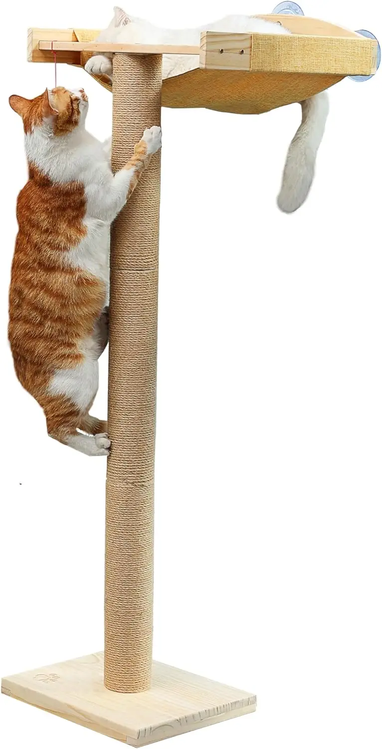 Cat Window Perch with Scratching Posts, 46" Climbing Tree Hammock for Sleeping and Bird Watching
Cat Window Perch with Scratching Posts, 46" Climbing Tree Hammock for Sleeping and Bird Watching