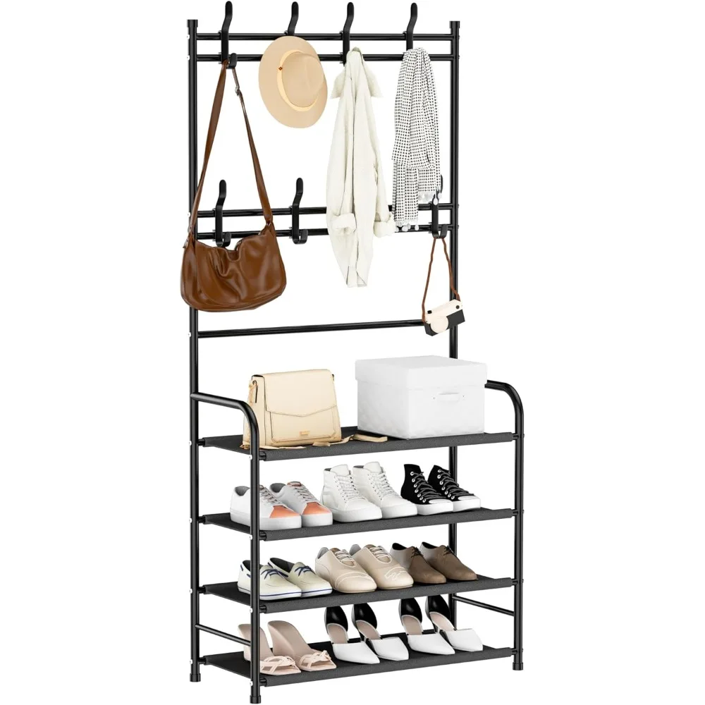Coat Rack, Coat and Shoe Rack Freestanding with 4 Shelves for Entryway, Hallway, Bedroom, Dormitory
Coat Rack, Coat and Shoe Rack Freestanding with 4 Shelves for Entryway, Hallway, Bedroom, Dormitory
