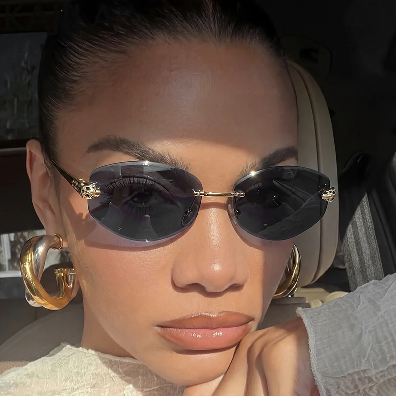 Rimless Hexagon Punk Sunglasses Women 2026 Luxury Designer Gold Leopard Head Outdoor Oval Sun Glasses Female Black Trendy Shades
Rimless Hexagon Punk Sunglasses Women 2026 Luxury Designer Gold Leopard Head Outdoor Oval Sun Glasses Female Black Trendy Shades