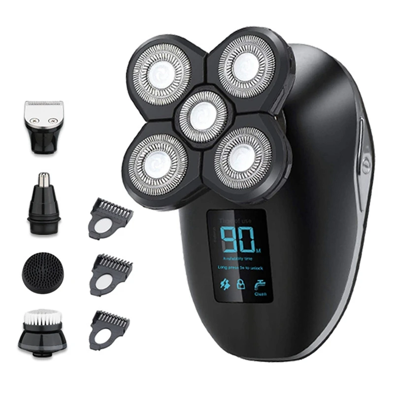 SANQ Electric Shaver Cordless Bald Head Shaver For Men 5 In 1 Waterproof Rechargeable LED Display Rotary Shaver Kit
SANQ Electric Shaver Cordless Bald Head Shaver For Men 5 In 1 Waterproof Rechargeable LED Display Rotary Shaver Kit