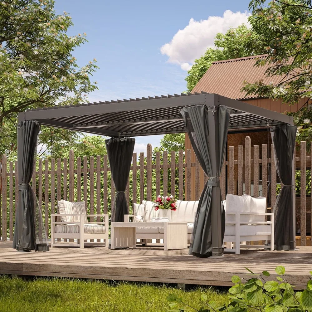 Пергола с жалюзи 10 × 10 футов, уличный алюминиевый навес с регулируемыми шторами на крыше и сеткой для патио, террасы, сада
Пергола с жалюзи 10 × 10 футов, уличный алюминиевый навес с регулируемыми шторами на крыше и сеткой для патио, террасы, сада