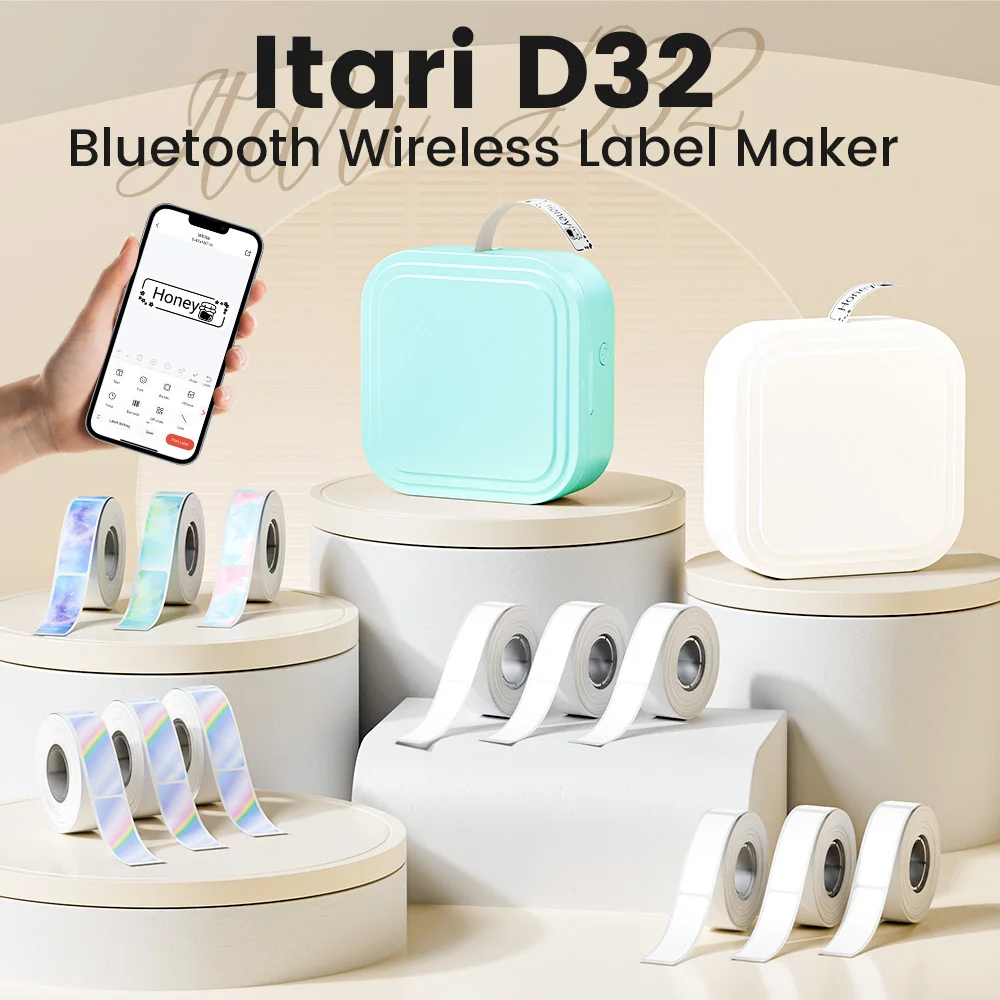 Itari D32 Wireless Portable Thermal Label Printer Bluetooth for DIY, Notes, Compatible with D30 Q30 Thermal Labels, Mini Size
Itari D32 Wireless Portable Thermal Label Printer Bluetooth for DIY, Notes, Compatible with D30 Q30 Thermal Labels, Mini Size