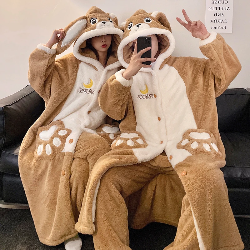 Men Women Night-robe Kawaii kangaroo Winter Sleepwear Sweethearts Plush Soft Warm Hooded Long Nightgown With Pants Pajamas
Men Women Night-robe Kawaii kangaroo Winter Sleepwear Sweethearts Plush Soft Warm Hooded Long Nightgown With Pants Pajamas