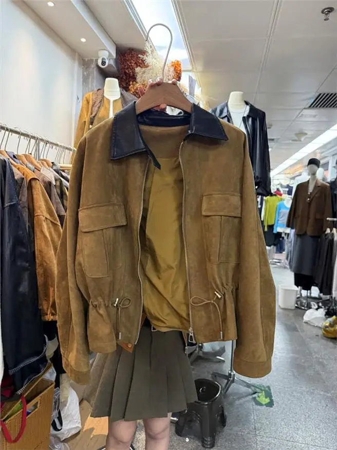 Color Block Suede Short Jacket Women's Loose Fit Retro Style Korean Fashion Autumn New Arrival Versatile Small Size Jacket
Color Block Suede Short Jacket Women's Loose Fit Retro Style Korean Fashion Autumn New Arrival Versatile Small Size Jacket