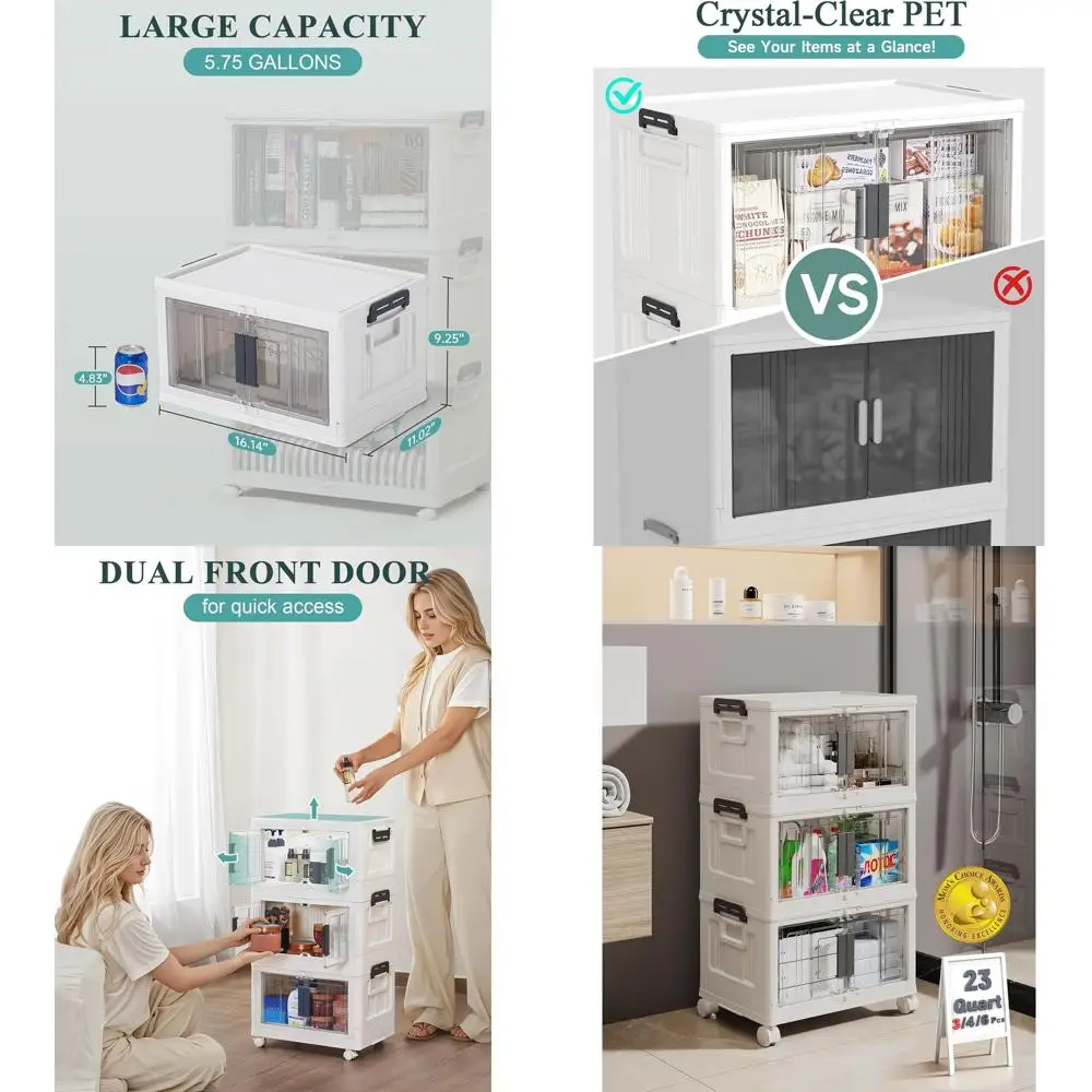 Stackable Storage Bins with Lids and Wheels - Collapsible Plastic Boxes for Home, Office, and Closet Organization, 3 Pack Cubes
Stackable Storage Bins with Lids and Wheels - Collapsible Plastic Boxes for Home, Office, and Closet Organization, 3 Pack Cubes