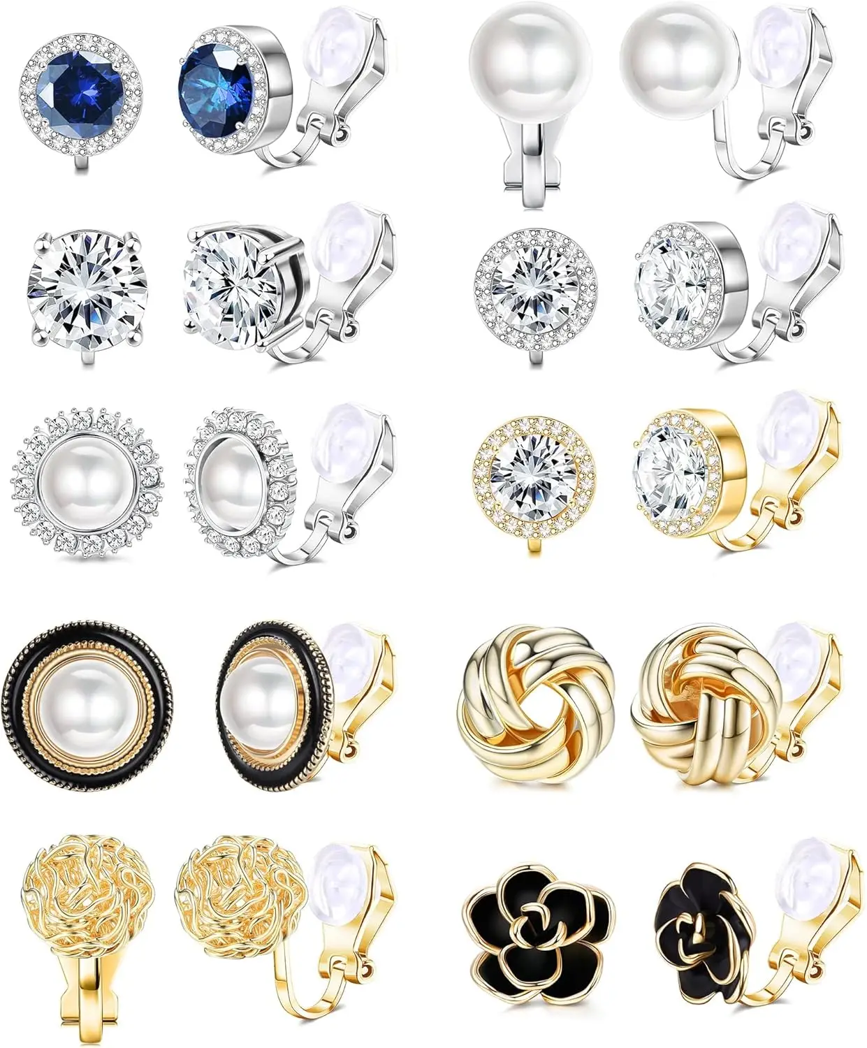 10 Pairs Clip Earrings for Women Clip On Earrings for Non Pierced CZ Flower Simulated Freshwater
10 Pairs Clip Earrings for Women Clip On Earrings for Non Pierced CZ Flower Simulated Freshwater