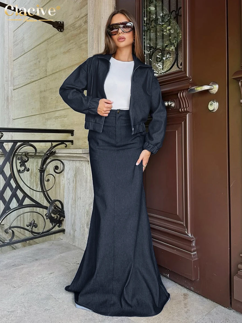 Clacive Fashion Loose Blue 2 Pieces Set For Woman 2025 Spring Long Sleeve Shirt With High Waist Maxi Skirt Set Female Clothing
Clacive Fashion Loose Blue 2 Pieces Set For Woman 2025 Spring Long Sleeve Shirt With High Waist Maxi Skirt Set Female Clothing