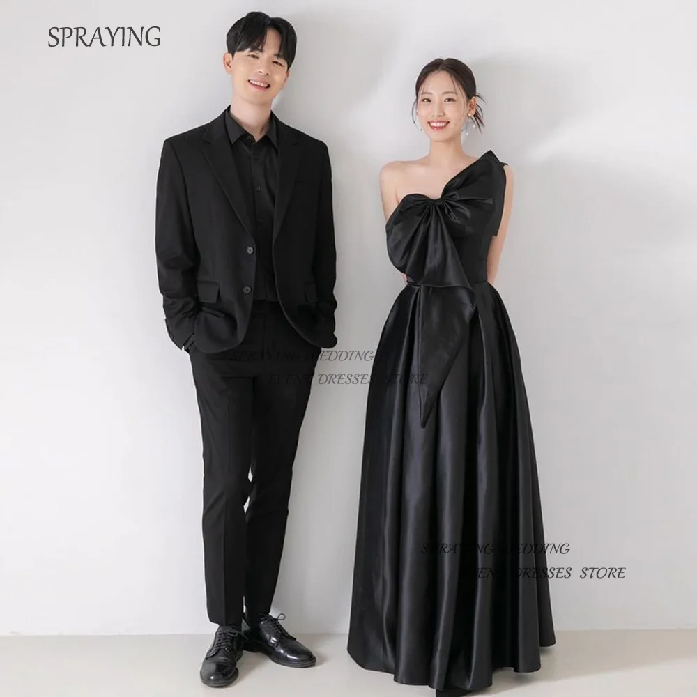 SPRAYING Black Elegant Evening Party Dresses A-line 이브닝 파티 드레스 One-Shoulder Big Bow Draped Prom Gown Custom Made Shooting Dress
SPRAYING Black Elegant Evening Party Dresses A-line 이브닝 파티 드레스 One-Shoulder Big Bow Draped Prom Gown Custom Made Shooting Dress