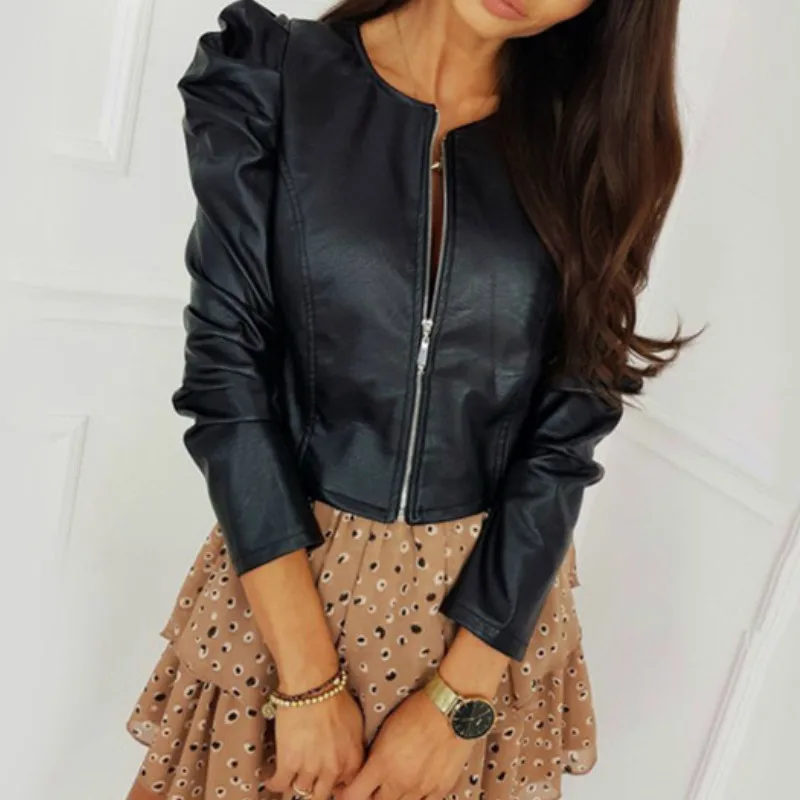 Winter Clothes Women Fashion PU Leather Jackets Women Ruched Long Sleeve Coats Slim Zipper Office Outwear Lady Street Clothes
Winter Clothes Women Fashion PU Leather Jackets Women Ruched Long Sleeve Coats Slim Zipper Office Outwear Lady Street Clothes
