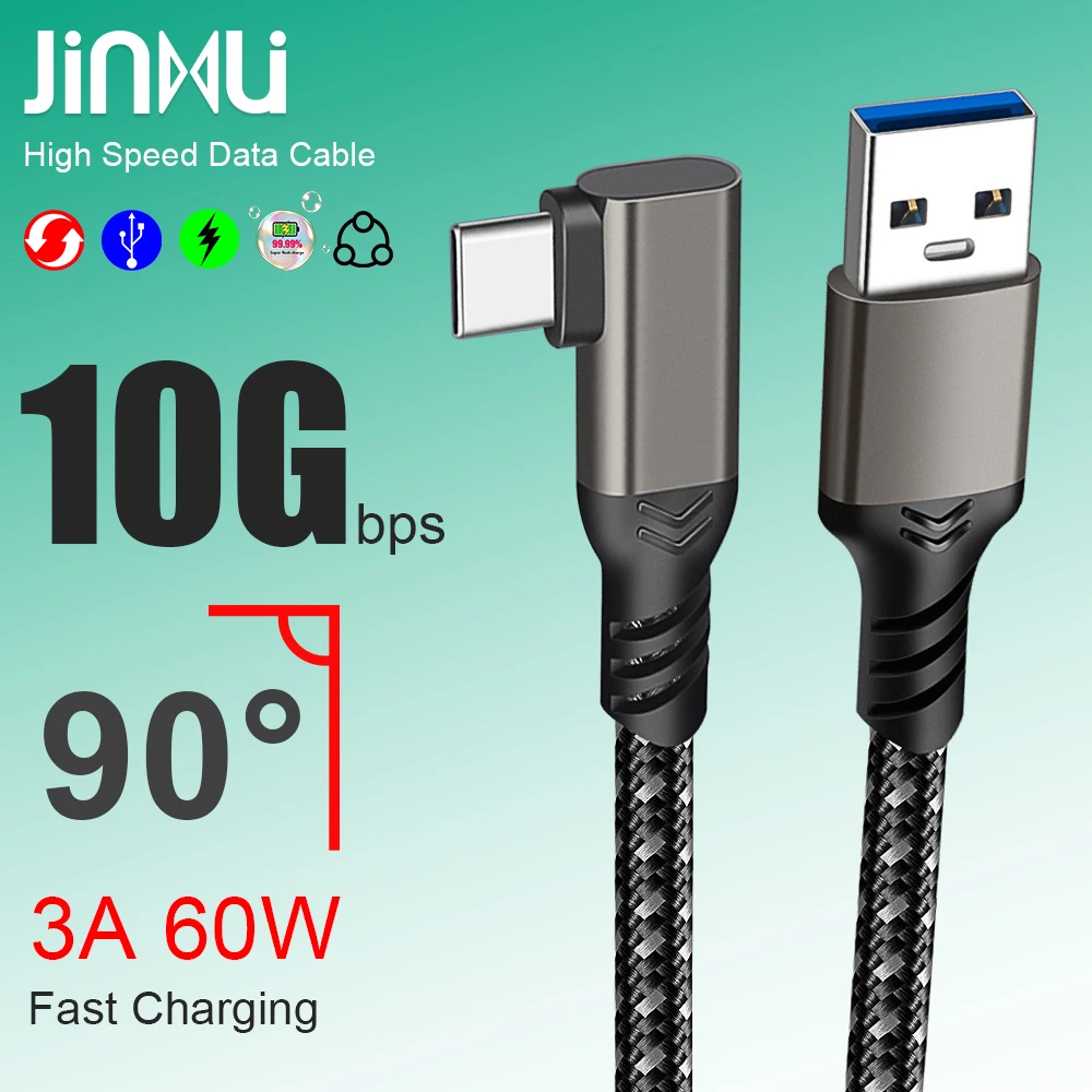 JINMUXI 90° Elbow 10Gbps USB3.2 Gen2 USB to Type C data cable 3A 60W Fast Charge,Short/Long Size for SSD Phone Laptop Oculus VR
JINMUXI 90° Elbow 10Gbps USB3.2 Gen2 USB to Type C data cable 3A 60W Fast Charge,Short/Long Size for SSD Phone Laptop Oculus VR