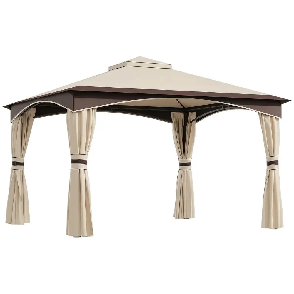 10 x 12 Outdoor Gazebo with Netting, Patio Gazebo Canopy with 2Tier Soft Top Roof and Steel Frame for Lawn, Garden, Backyard an
10 x 12 Outdoor Gazebo with Netting, Patio Gazebo Canopy with 2Tier Soft Top Roof and Steel Frame for Lawn, Garden, Backyard an