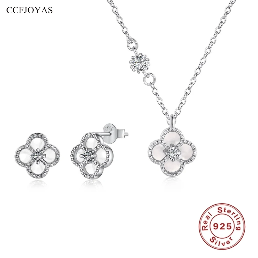 CCFJOYAS 100% 925 Sterling Silver Mini Flower Earrings Necklace Set for Women Girl Light Luxury White/Black Zircon Jewelry Set
CCFJOYAS 100% 925 Sterling Silver Mini Flower Earrings Necklace Set for Women Girl Light Luxury White/Black Zircon Jewelry Set