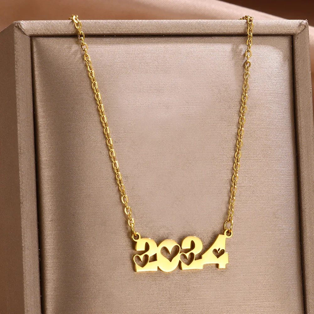 Custom Heart Numbers 2024 Necklace Women Girl Jewelry Stainless Steel Gold Color Personalized Cute Nameplate Pendant Necklace
Custom Heart Numbers 2024 Necklace Women Girl Jewelry Stainless Steel Gold Color Personalized Cute Nameplate Pendant Necklace