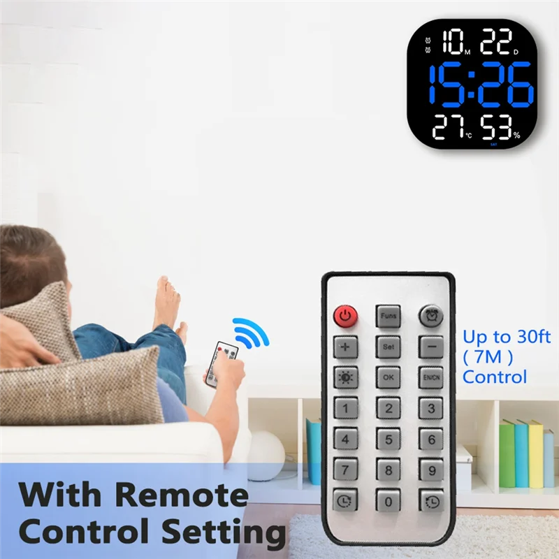 High Quality 13Inch Wall Clock Brightness Adjustable Remote Control LED Digital Clock Electronic Dual Alarm Clock Living Room De
High Quality 13Inch Wall Clock Brightness Adjustable Remote Control LED Digital Clock Electronic Dual Alarm Clock Living Room De