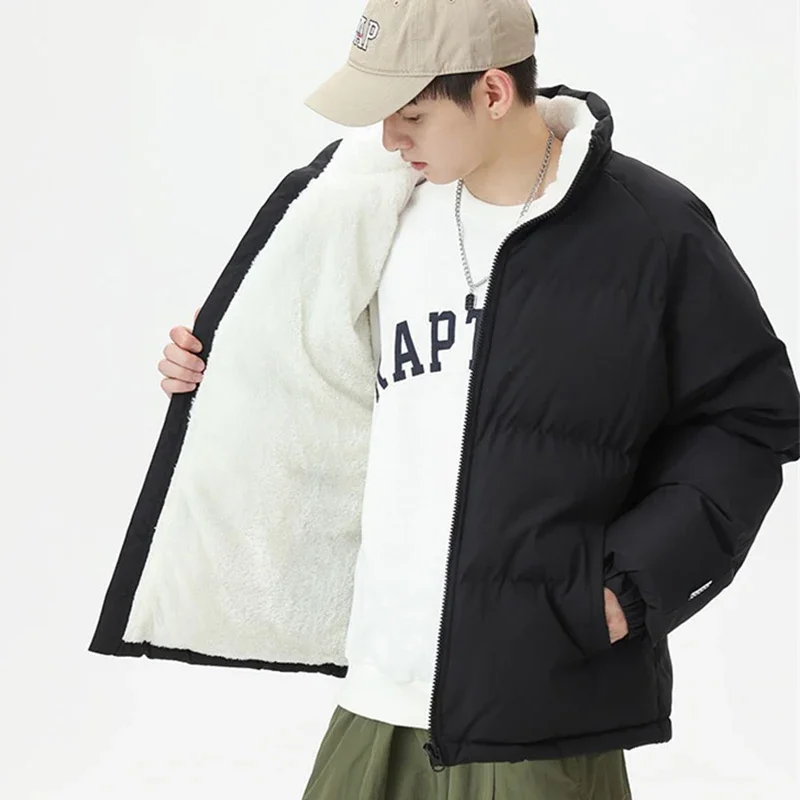 Winter Thicken Warm Coats Men Stand Collar Solid Fleece Parka Jacket Men Parkas Women Fashion Streetwear Cotton Padded Jackets
Winter Thicken Warm Coats Men Stand Collar Solid Fleece Parka Jacket Men Parkas Women Fashion Streetwear Cotton Padded Jackets