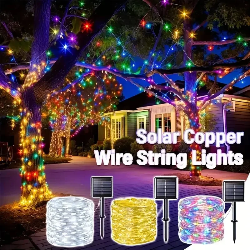 Christmas Garden Decoration Outfoor Festoon Solar LED Copper Wire String Lights Summer Camping Wedding Party Fairy Garland Lamp
Christmas Garden Decoration Outfoor Festoon Solar LED Copper Wire String Lights Summer Camping Wedding Party Fairy Garland Lamp