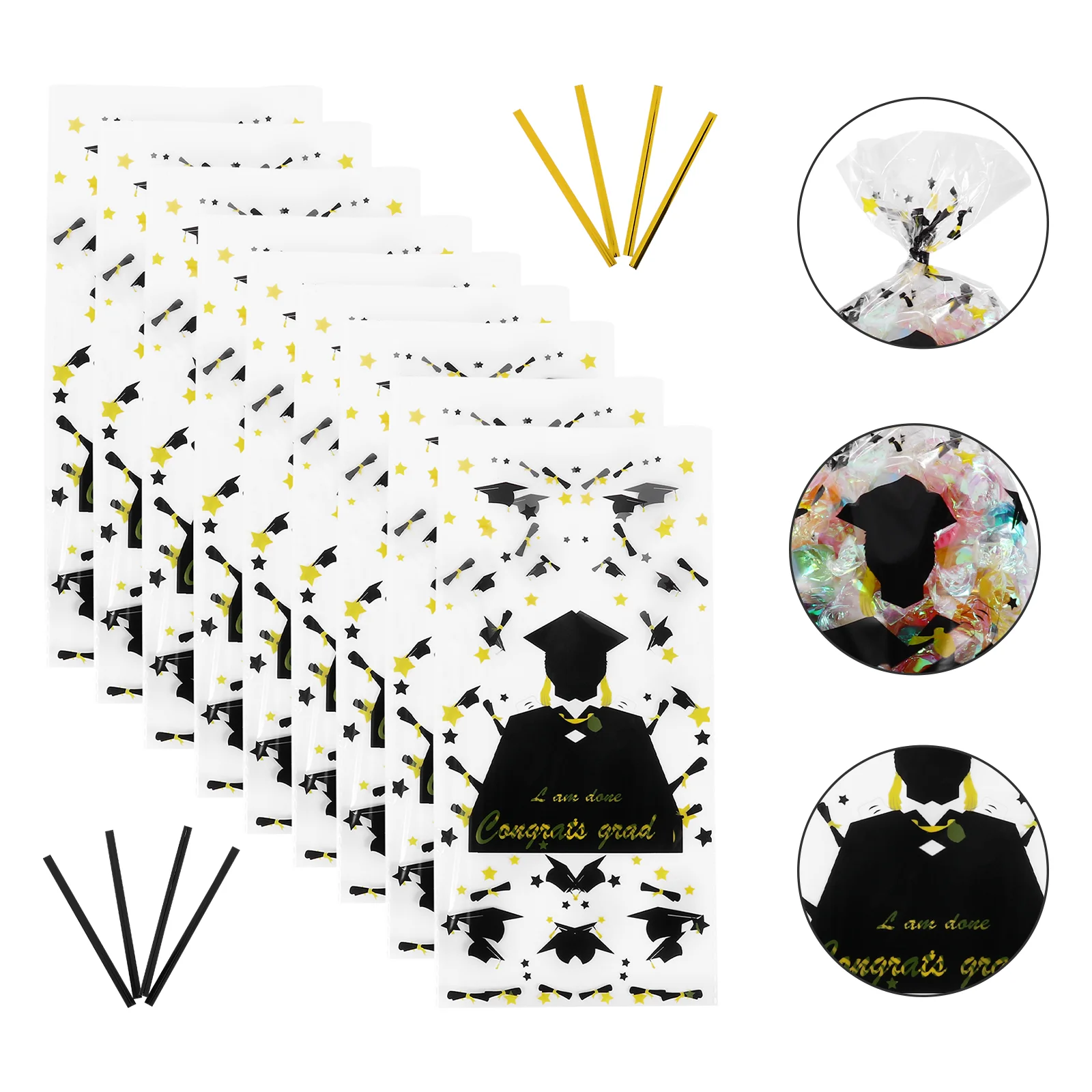 200 Pcs Graduation Bag Bakery Biscuit Bags Packing Candy Sealing Ties for Cookie Plastic Wrapping
200 Pcs Graduation Bag Bakery Biscuit Bags Packing Candy Sealing Ties for Cookie Plastic Wrapping