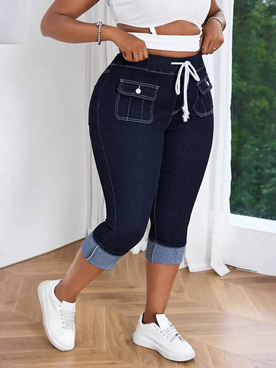 Plus Size Drawstring Waist Skinny 7/8 Denim Jeans Casual Women
Plus Size Drawstring Waist Skinny 7/8 Denim Jeans Casual Women