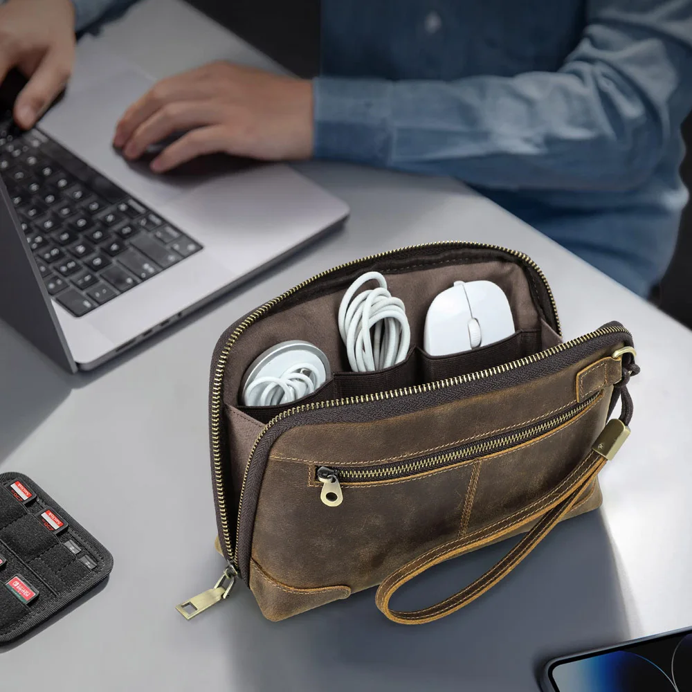 MAGIC TALE Men Travel Clutch Bag Genuine Leather Clutch Wallet Handbag Purse Casual Charge Cable Organizer Storage Bag
MAGIC TALE Men Travel Clutch Bag Genuine Leather Clutch Wallet Handbag Purse Casual Charge Cable Organizer Storage Bag