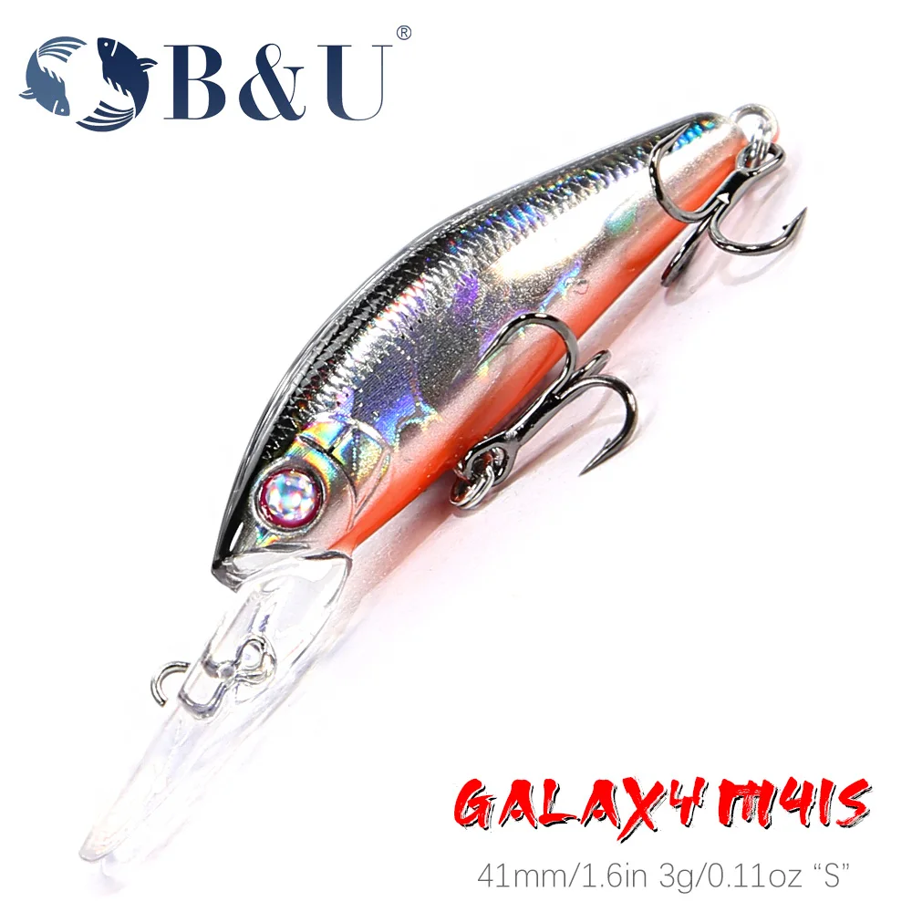 B&U Fishing Lure 4.1cm 3g Sinking Minnow Peche Artificial Hard Bait For Bass Perch Pike Salmon Trout Lure
B&U Fishing Lure 4.1cm 3g Sinking Minnow Peche Artificial Hard Bait For Bass Perch Pike Salmon Trout Lure