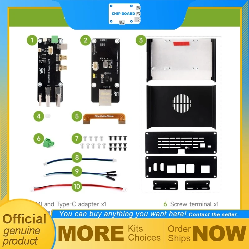 Waveshare All-in-One Mini Computer Kit for Raspberry Pi Five, Modular Design with Optional Aluminum PCIe Adapter Enclosure