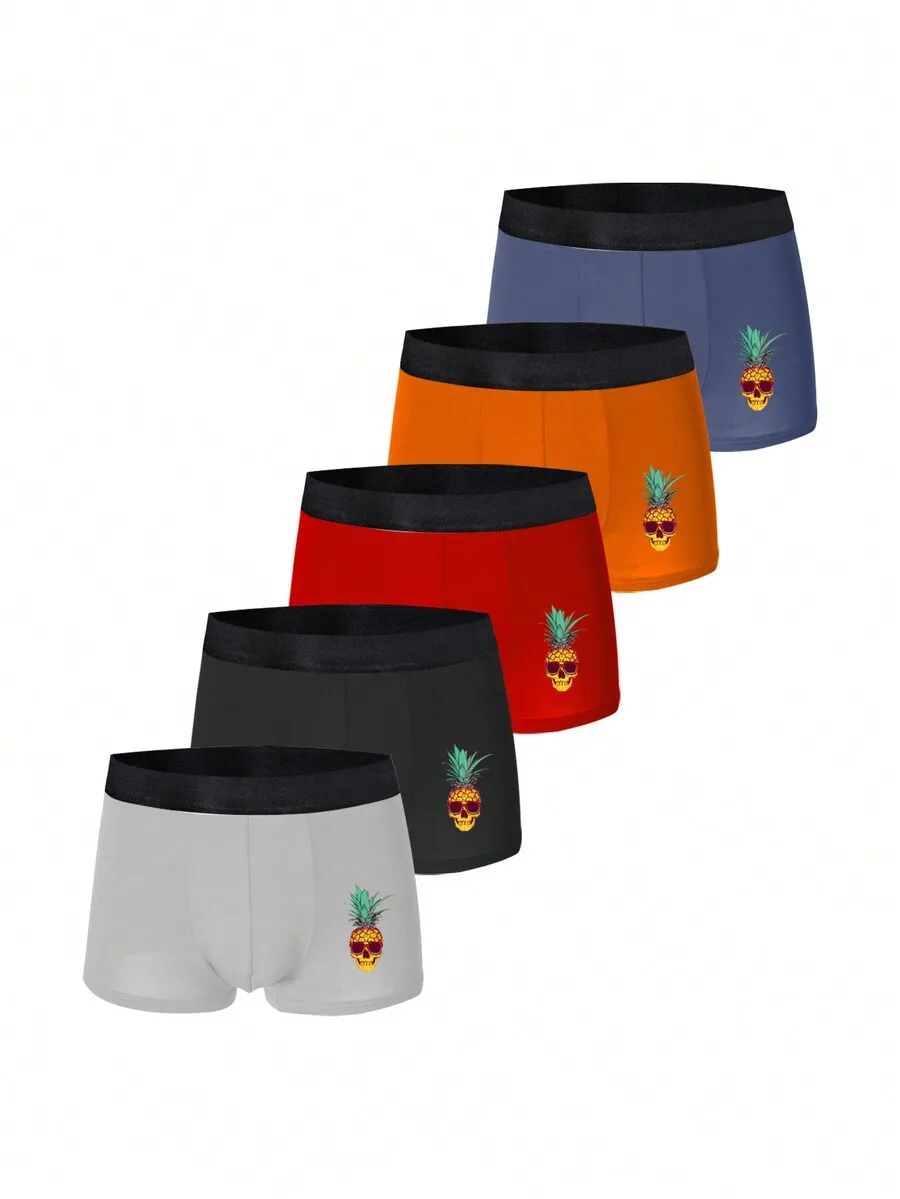 5 Pcs Mens Boxer Briefs With Pineapple Skull Print
5 Pcs Mens Boxer Briefs With Pineapple Skull Print