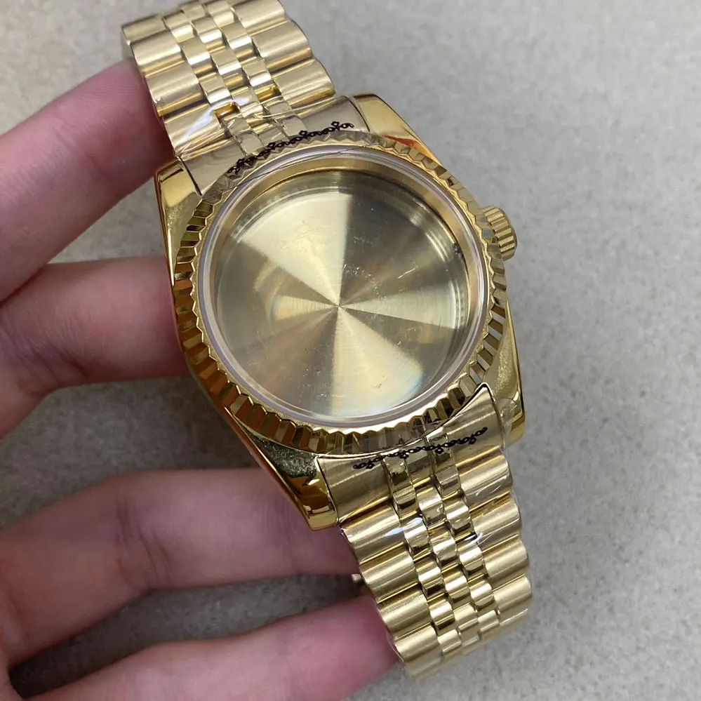 Latest PVD Gold 36/39mm Oyster Perpetual Dog Teeth Ring Case Strap Sapphire Glass Fitting NH35/36 Movement
Latest PVD Gold 36/39mm Oyster Perpetual Dog Teeth Ring Case Strap Sapphire Glass Fitting NH35/36 Movement