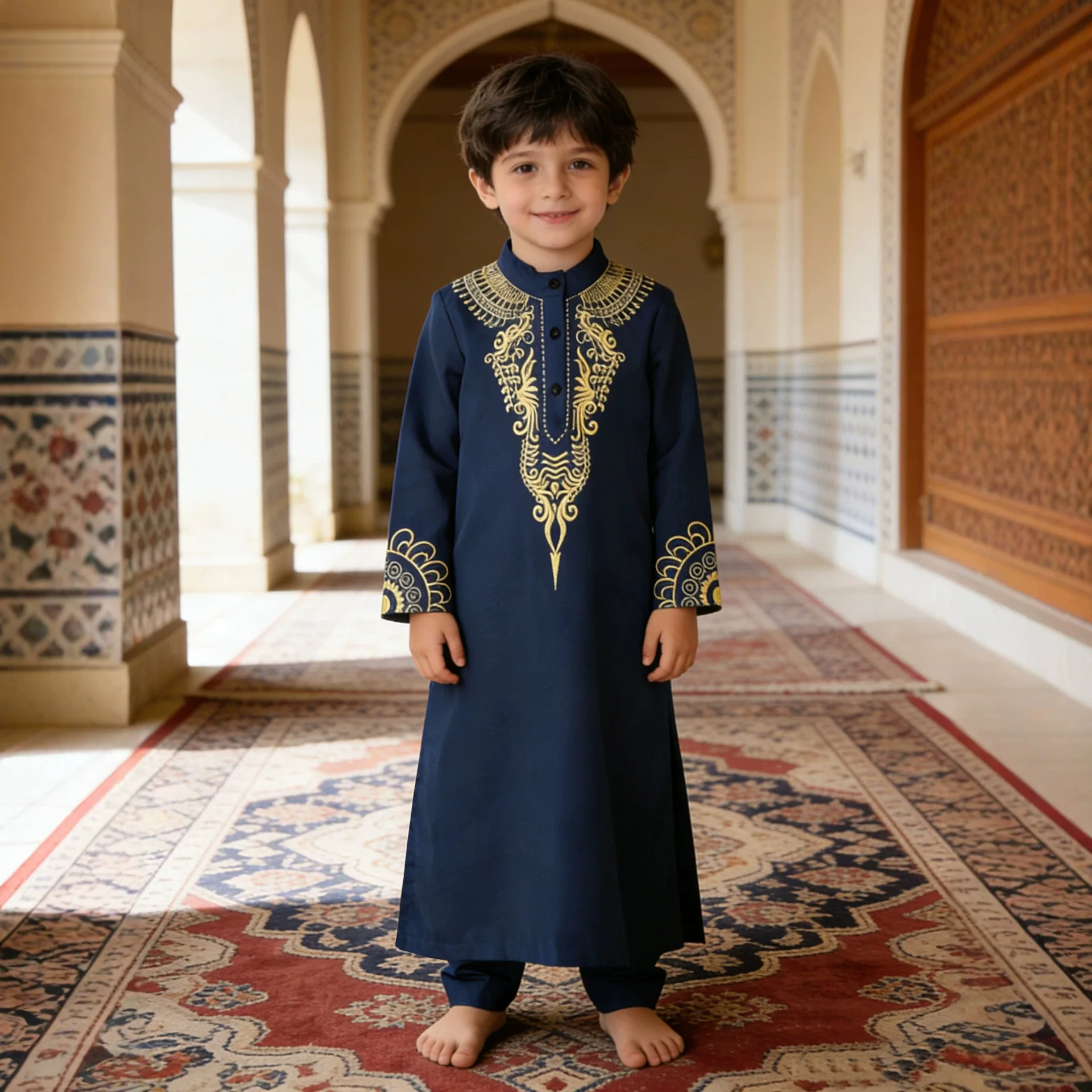 Arab Muslim Kids Boy Jubba Thobe Abaya Kimono Long Dress Print Caftan for Children Islamic Clothing Long Robes Dress Dubai Arab
Arab Muslim Kids Boy Jubba Thobe Abaya Kimono Long Dress Print Caftan for Children Islamic Clothing Long Robes Dress Dubai Arab