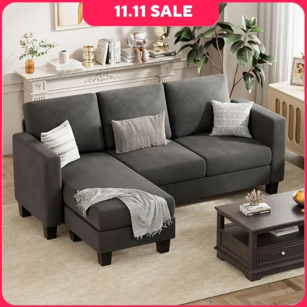 Sectional Sofa Couch with Linen Fabric Ottoman Small Couch for Small Apartments 3 Seat Convertible L-Shaped Sofa
Sectional Sofa Couch with Linen Fabric Ottoman Small Couch for Small Apartments 3 Seat Convertible L-Shaped Sofa