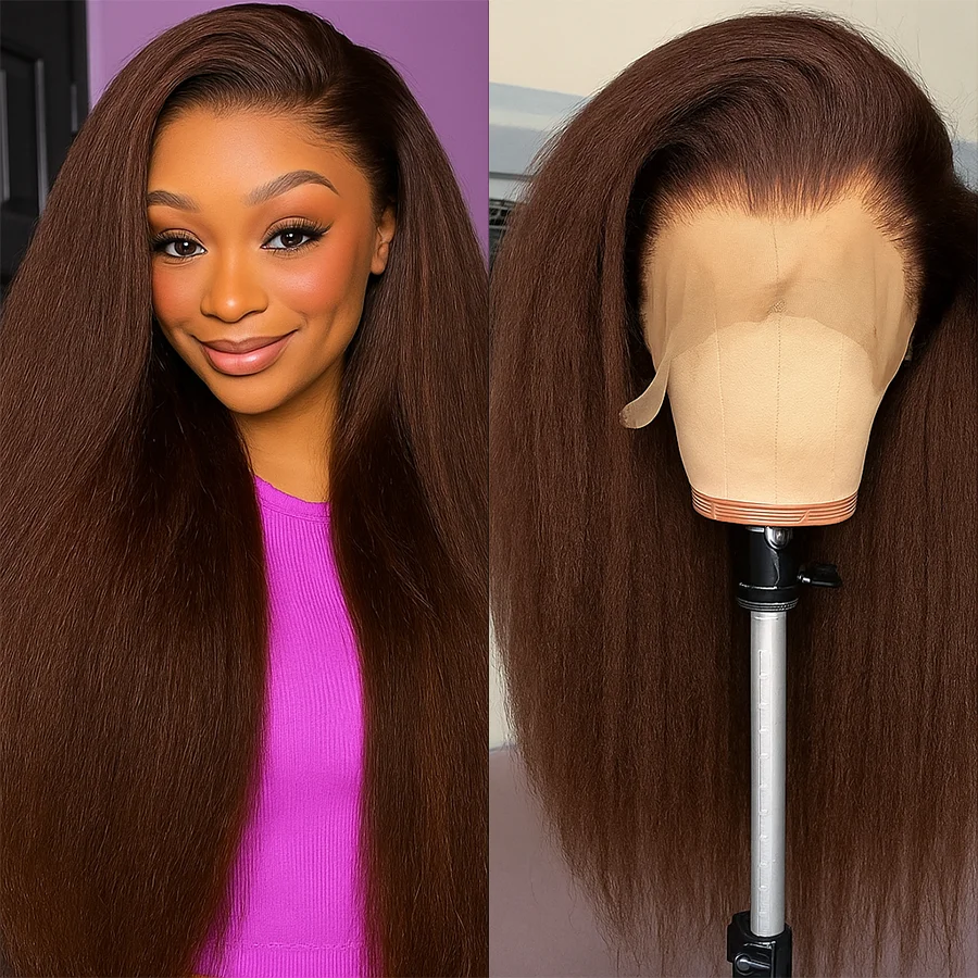 Brown Yaki Kinky Straight Wig 13x6 HD Lace Front Human Hair Pre Cut Glueless Pre Plucked For Black Women
Brown Yaki Kinky Straight Wig 13x6 HD Lace Front Human Hair Pre Cut Glueless Pre Plucked For Black Women