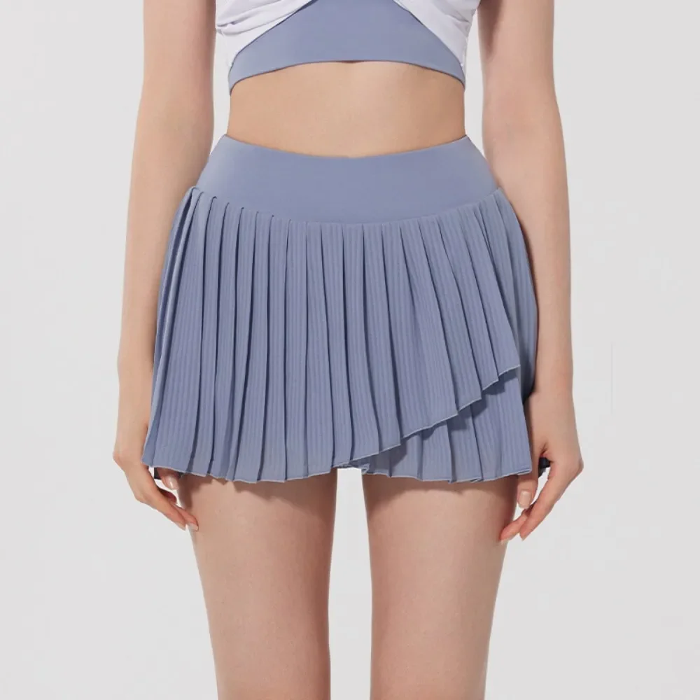 Summer Women's Pleated Tennis Skirt Inner Pocket Cross Fork Design Elastic Waist Golf Dancing Fake 2 Pieces Sports Skirt
Summer Women's Pleated Tennis Skirt Inner Pocket Cross Fork Design Elastic Waist Golf Dancing Fake 2 Pieces Sports Skirt