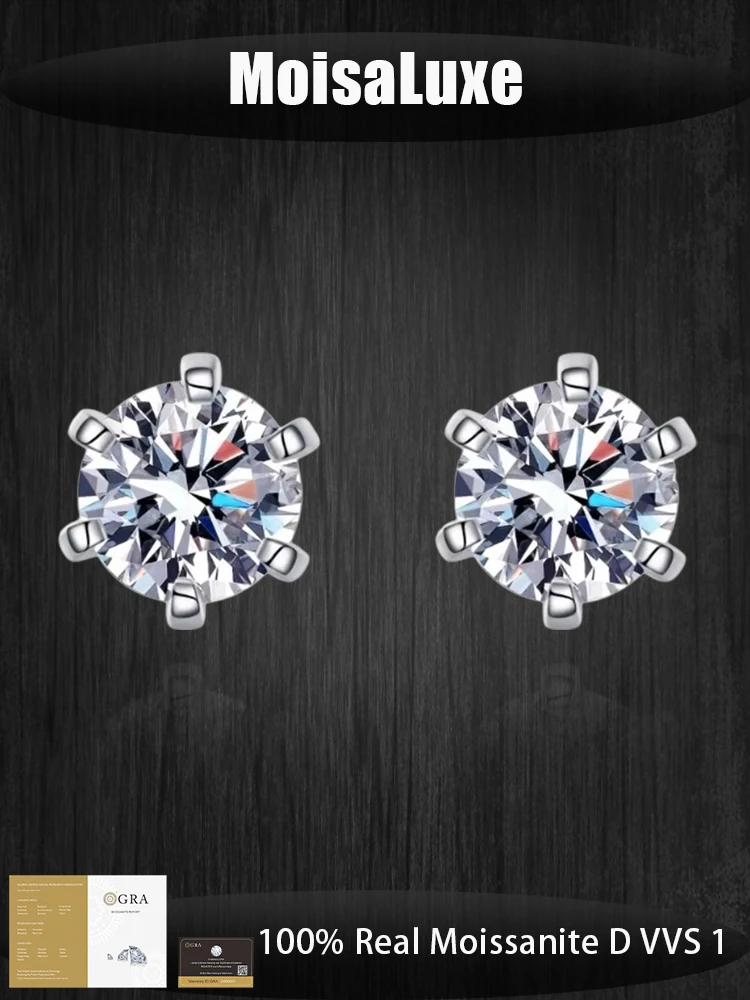 MoisaLuxe Official Store GRA Moissanite 925 sterling silver Women's 6-claw Simple Light luxury Earrings for Women Hoops Piercing
MoisaLuxe Official Store GRA Moissanite 925 sterling silver Women's 6-claw Simple Light luxury Earrings for Women Hoops Piercing