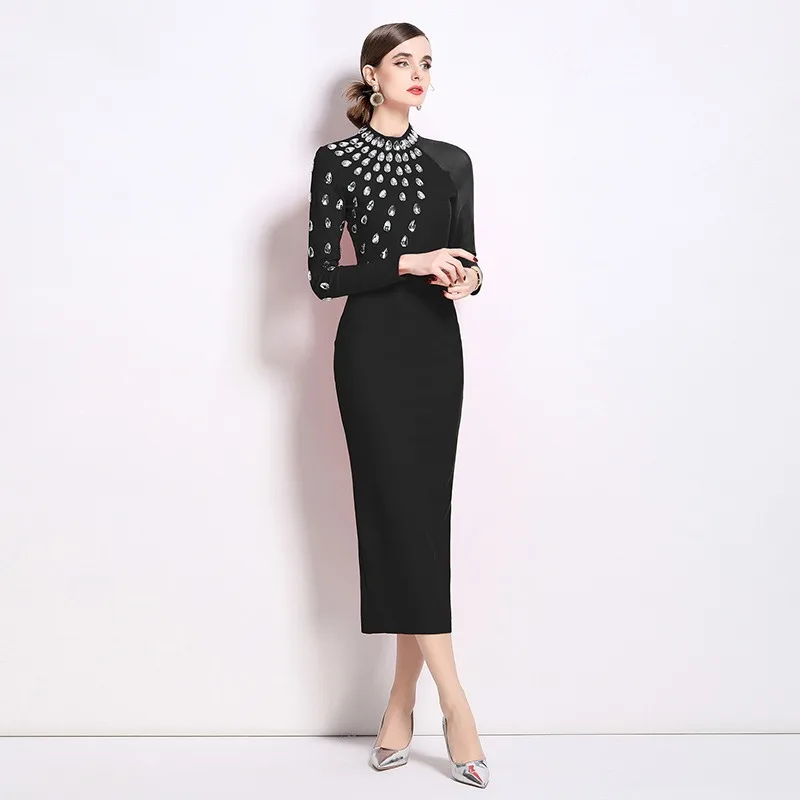 New European and American Style Fashion Temperament Design Heavy Diamond Set Sexy Hip Dress
New European and American Style Fashion Temperament Design Heavy Diamond Set Sexy Hip Dress