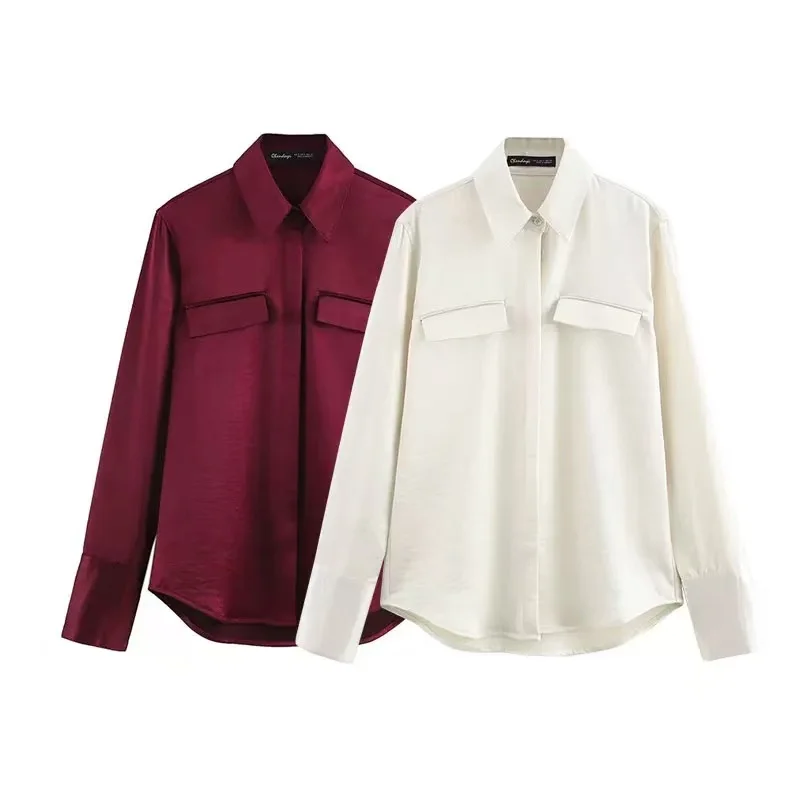 European and American style spring new style satin texture long-sleeved shirt women's fashionable temperament versatile single-b
European and American style spring new style satin texture long-sleeved shirt women's fashionable temperament versatile single-b