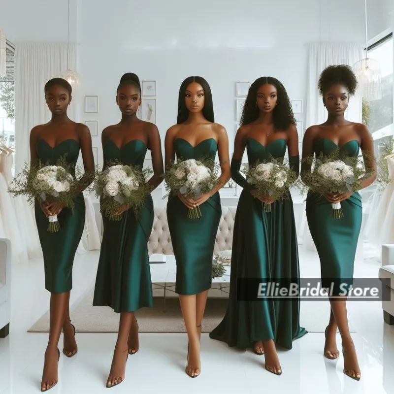 Elegant Dark Green Bridesmaid Dresses For Weddings Sweetheart Satin Maid Of Honor Gowns robe de mariage femme Customized
Elegant Dark Green Bridesmaid Dresses For Weddings Sweetheart Satin Maid Of Honor Gowns robe de mariage femme Customized