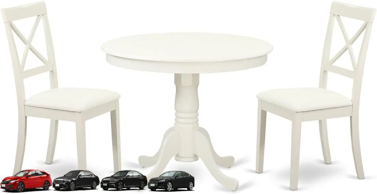 East West Furniture ANBO3-LWH-LC Современный обеденный стол из трех предметов содержит круглый кухонный стол с пьедесталем и 2 искусственной кожей
East West Furniture ANBO3-LWH-LC Современный обеденный стол из трех предметов содержит круглый кухонный стол с пьедесталем и 2 искусственной кожей