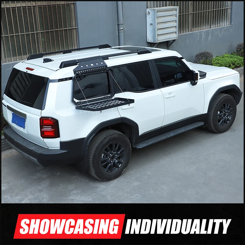 For Toyota Prado LC250 2024+ tail box side window outer armor storage rack hanging bag rack aluminum alloy luggage rack version
For Toyota Prado LC250 2024+ tail box side window outer armor storage rack hanging bag rack aluminum alloy luggage rack version