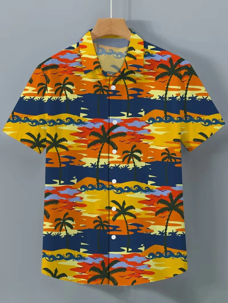 Mens Hawaiian Shirt Sunset Palm Tree Print Cuban Collar Short Sleeve Breathable Casual Summer Beach Vacation Streetwear Tops
Mens Hawaiian Shirt Sunset Palm Tree Print Cuban Collar Short Sleeve Breathable Casual Summer Beach Vacation Streetwear Tops