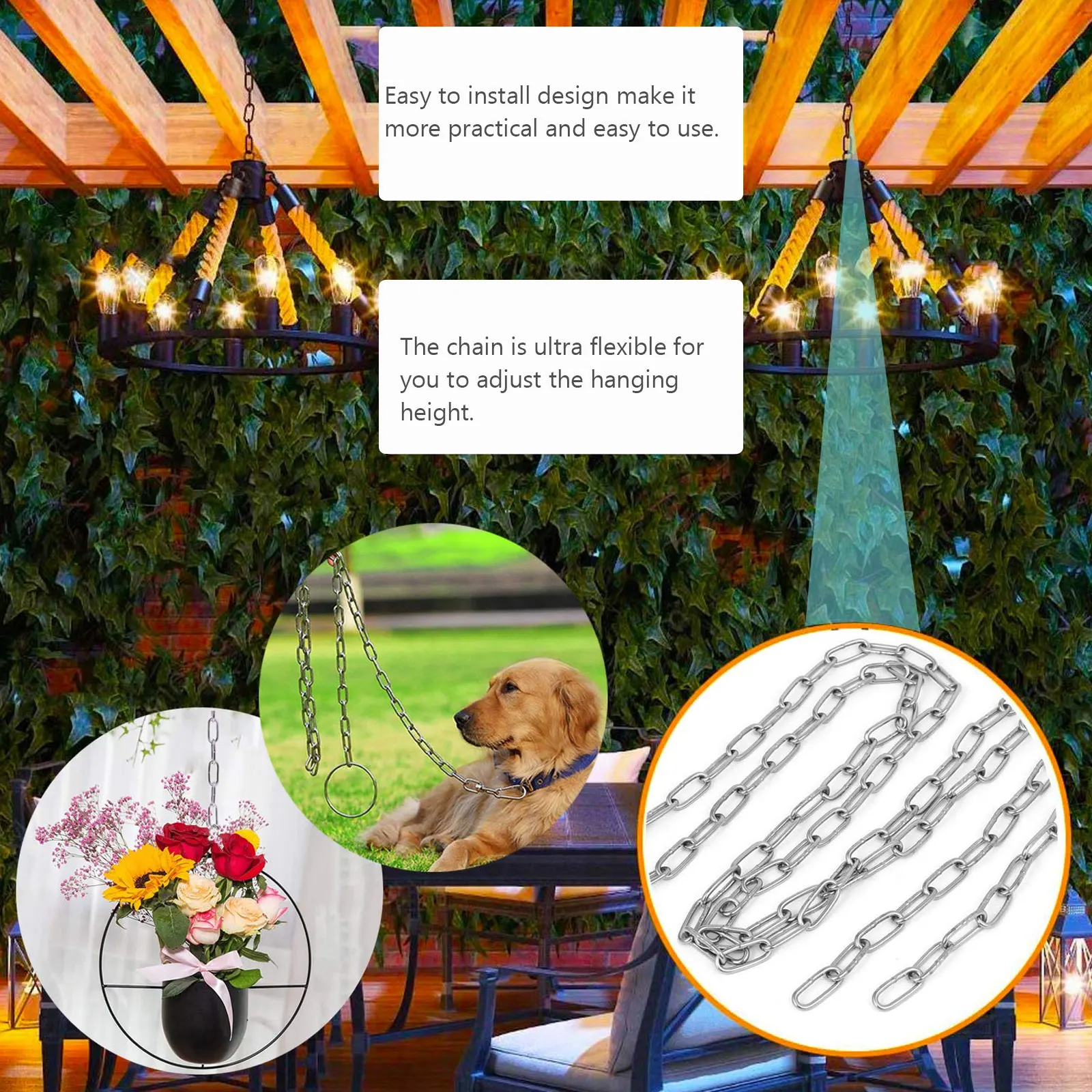 3 Meters Stainless Steel Chandelier Long Ring Chain Anti-Rust Strong Load-Bearing Hanging Chain For Solar Light Outdoor
3 Meters Stainless Steel Chandelier Long Ring Chain Anti-Rust Strong Load-Bearing Hanging Chain For Solar Light Outdoor