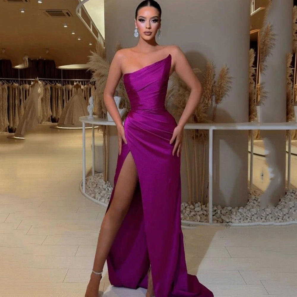 Sexy Prom Dress For Women Simple Strapless Sleeveless Formal Evening Gowns Backleess High Split Party Dresses فساتين السهرة
Sexy Prom Dress For Women Simple Strapless Sleeveless Formal Evening Gowns Backleess High Split Party Dresses فساتين السهرة