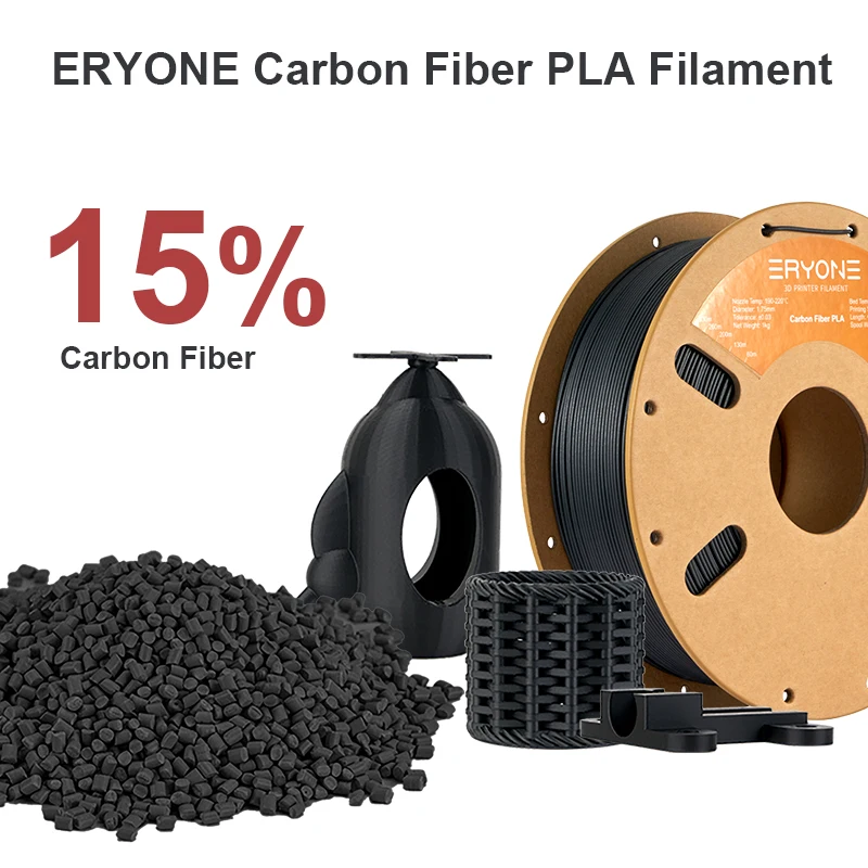 ERYONE 1KG PLA Carbon Fiber Filament 1.75mm, 15% Carbon Fiber Filled, High Strength for 3D Printer, 1kg Spool
ERYONE 1KG PLA Carbon Fiber Filament 1.75mm, 15% Carbon Fiber Filled, High Strength for 3D Printer, 1kg Spool