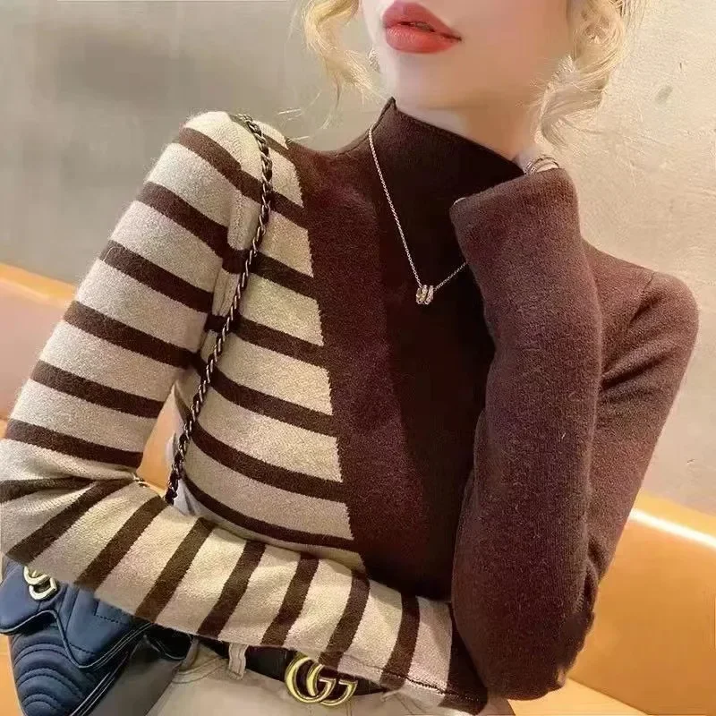 TPJB новый осенний женский свитер, темпераментные пуловеры с полувысоким воротником, цветные джемперы с длинными рукавами, трикотажные топы 
TPJB новый осенний женский свитер, темпераментные пуловеры с полувысоким воротником, цветные джемперы с длинными рукавами, трикотажные топы