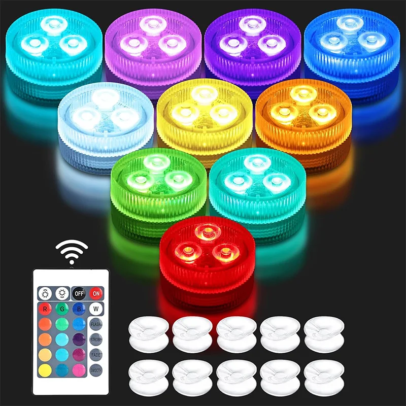 Submersible LED Lights Waterproof Underwater RGB with Remote Control Colour-Changing Light, Battery-Operated Flameless Lamps
Submersible LED Lights Waterproof Underwater RGB with Remote Control Colour-Changing Light, Battery-Operated Flameless Lamps