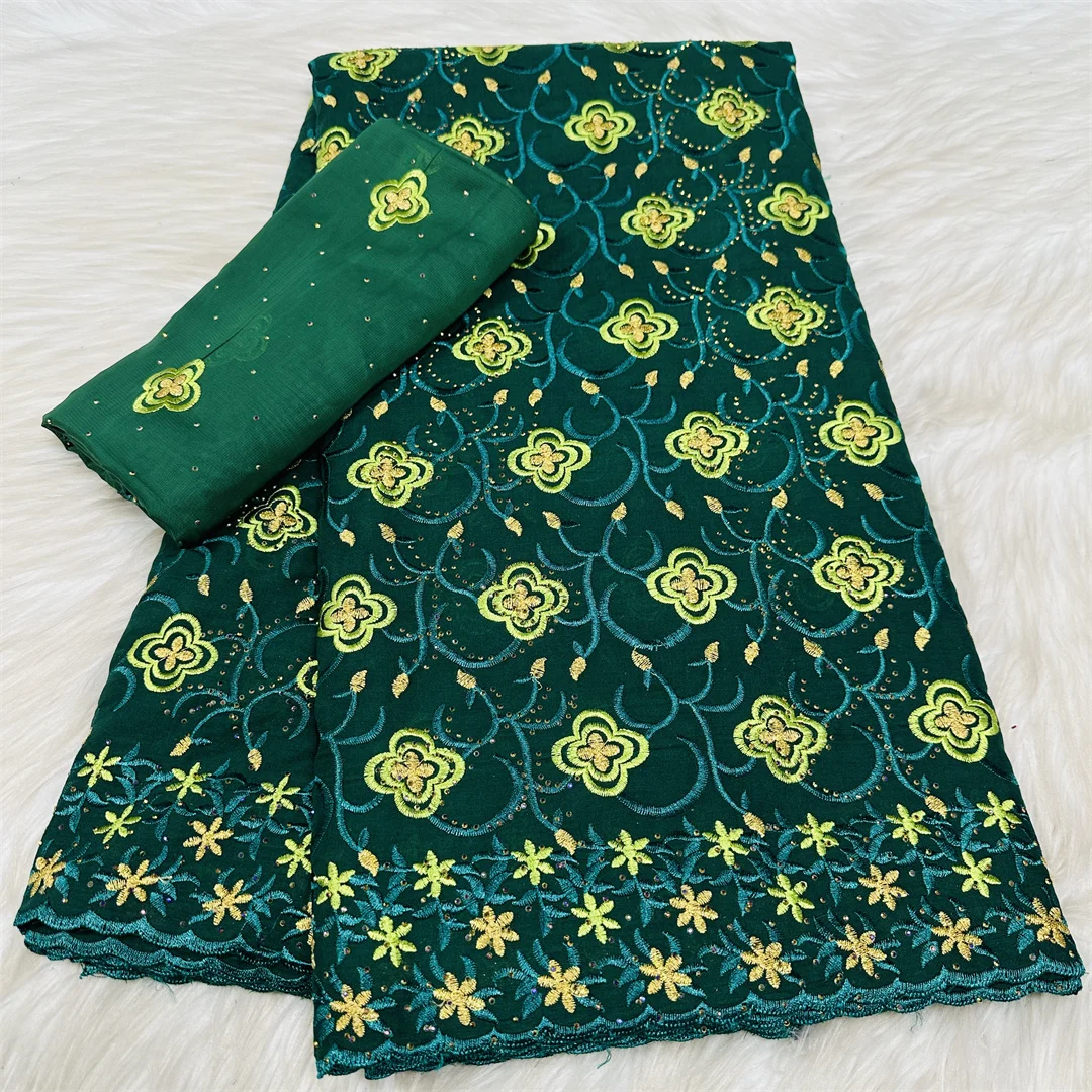 African Swiss Voile Lace Fabric 2026 With Stone Green High Quality Nigerian Cotton Lace Fabric 5+2 Yards For Wedding Party Dress
African Swiss Voile Lace Fabric 2026 With Stone Green High Quality Nigerian Cotton Lace Fabric 5+2 Yards For Wedding Party Dress