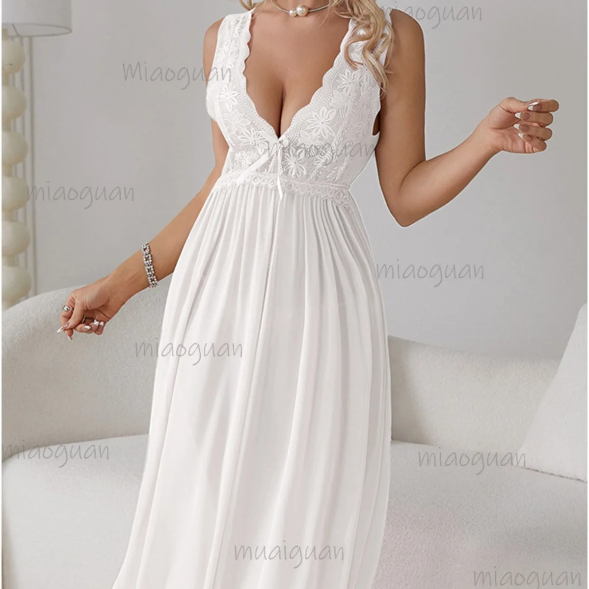 Sexy Pajamas Long Nightgown Home Wear Fashion Lace Dress For Women Deep V Sleepwear Chiffon Nightdress Wedding Night Clothes
Sexy Pajamas Long Nightgown Home Wear Fashion Lace Dress For Women Deep V Sleepwear Chiffon Nightdress Wedding Night Clothes