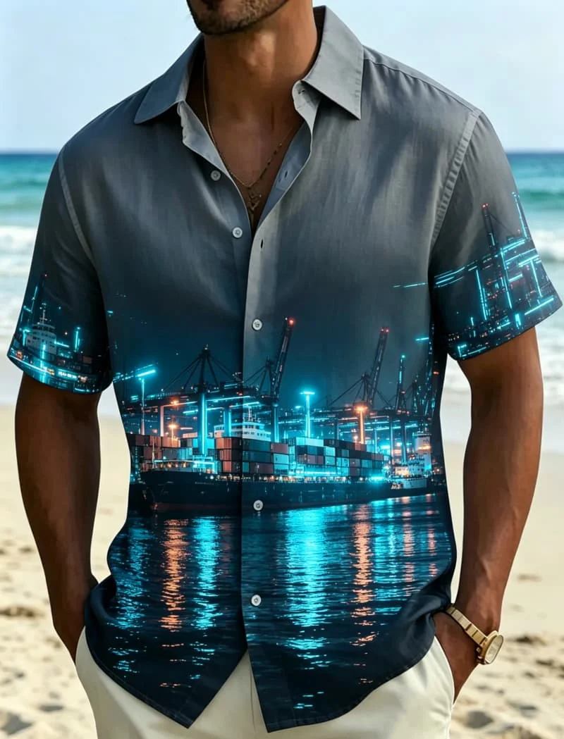 Men's Casual Short Sleeved Lapel Shirt With Landscape Print Loose fit, Suitable For Beach Vacations And Daily Wear
Men's Casual Short Sleeved Lapel Shirt With Landscape Print Loose fit, Suitable For Beach Vacations And Daily Wear