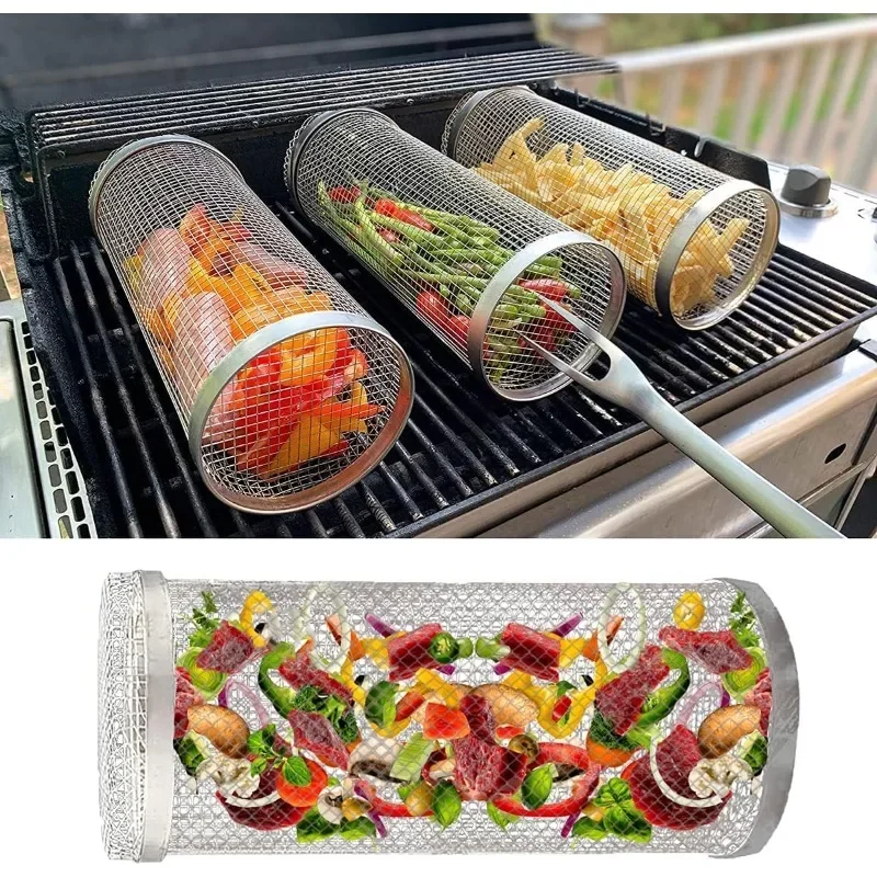 BBQ Grill Basket Rolling Grilling Basket Barbecue Cages Barbecue Grill Grate Cylinder Grilling Baskets for Outdoor Camping Food
BBQ Grill Basket Rolling Grilling Basket Barbecue Cages Barbecue Grill Grate Cylinder Grilling Baskets for Outdoor Camping Food
