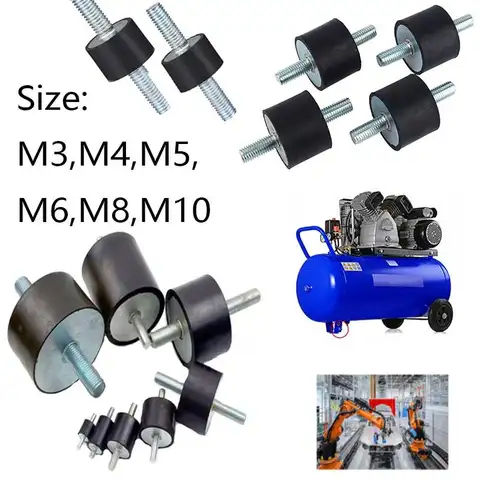 8/4pcs Double Male Thread M3 M4 M5 M6 M8 M10 Rubber Mount Anti Vibration Male-Male Shock Absorbers Dia 8-40mm